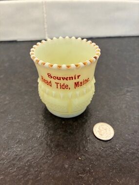 Souvenir Head Tide, Maine Custard Glass Decorative Toothpick Holder